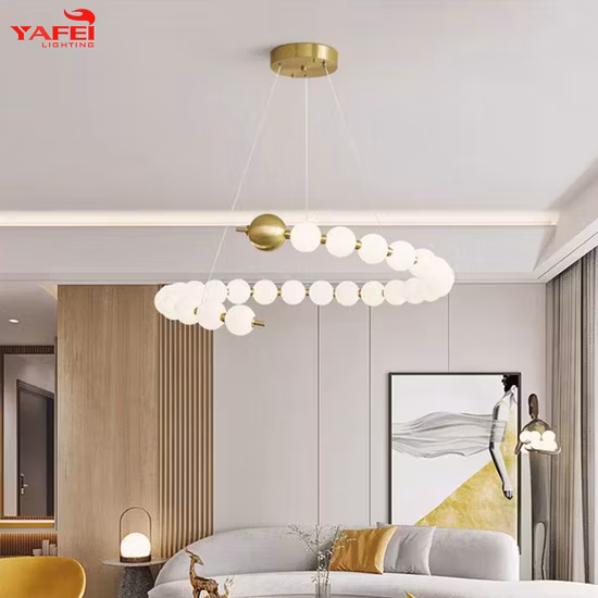 Lustre de luz pendente de teto moderno nórdico com design de vidro luxuoso